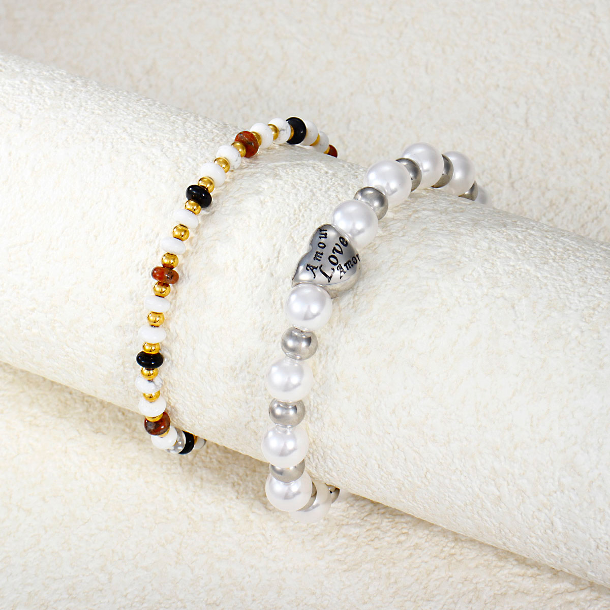 不锈钢珍珠时尚天然石珠手链